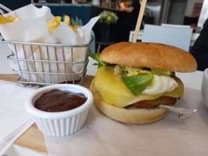 Bean burger meal at Vunch in Bromley