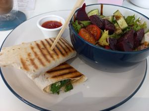 Hummus and falafel wrap at Vunch in Bromley