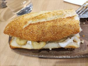 Bocata de calamares, típico Zgz... Pero vegano at A Flama in Zaragoza