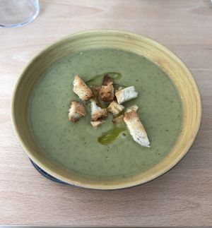 Creamy zucchini soup  at A Flama in Zaragoza