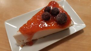 Strawberry cheesecake at A Flama in Zaragoza