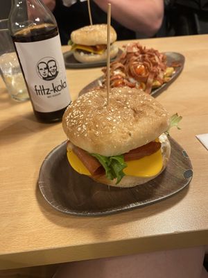 Beyond burger with extra vegan bacon   at A Flama in Zaragoza