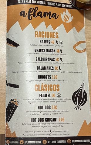 Menu   at A Flama in Zaragoza