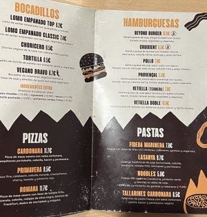 Menu  at A Flama in Zaragoza
