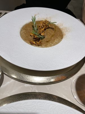 Rice cream with mushroom at Linfa in Milan