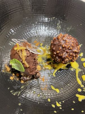 Rocher chocolate dessert   at Linfa in Milan