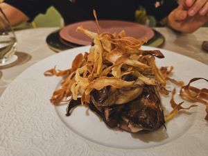 Radicchio starter to share: amazing flavours and texture. Highly recommend!   at Linfa in Milan