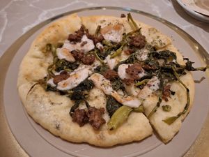 Sausage and Friarielli pizza at Linfa in Milan