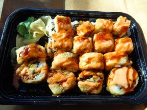 Popcorn Fu (top with tofu cubes) and Vegan Cabo (bottom) at Sakana in Rocky River