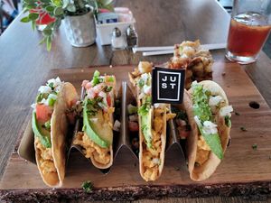 Vegan tacos with Just Egg. at J's Diner in Hagerstown