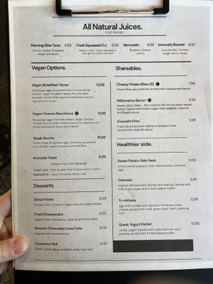 Breakfast menu with vegan options   at J's Diner in Hagerstown