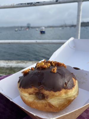  Vegan chocolate crunch donut 😍😍  at Sasparella Vegan Deli + Donut Delivery in Falmouth