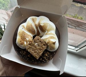 S’mores donut!🍩   at Sasparella Vegan Deli + Donut Delivery in Falmouth