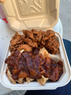 Chickun & waffles at Vegan or Nah in Redlands