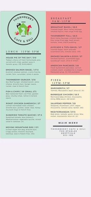 Menu at Thornberry Cafe & Deli in North Aston