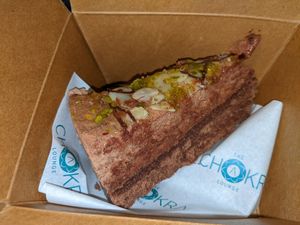 Almond and pistachio torte at The Chakra Lounge in Sheffield