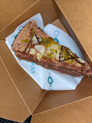 Almond and pistachio torte at The Chakra Lounge in Sheffield