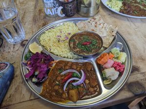 Vegan curries selection at The Chakra Lounge in Sheffield