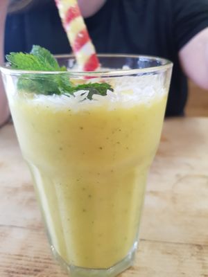 Mango, coconut and mint smoothie at The Chakra Lounge in Sheffield