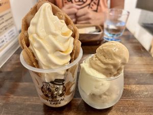 Maple soy waffle and ice-cream  at Torikai Cafe in Fukuoka