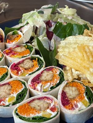 Rainbow Wrap. Crunch and Fresh. The wrap is tightly rolled to eat easily. I usually don’t like wrap but this was so good!  at Retro33 - 레트로33 in Yongin