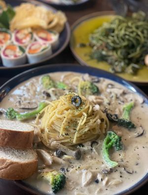 Mushroom cream pasta. So comforting. It is more like Korean style with lots of sauce. However, it is quite nice too!  at Retro33 - 레트로33 in Yongin