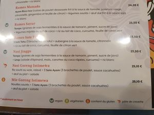 Menu at Restaurant Indonesia in Paris
