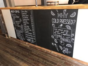 Cold pressed juices and coffee  at Deuce Rebellion in South East London