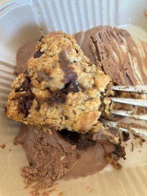 Brownie cookie with ice creamm  at Tacos ALV  in Playa Del Carmen