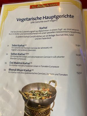 Vegan menu at New Balochistan in Hamburg