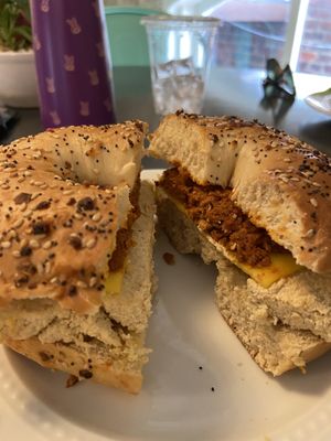 The vegan bagel sandwich  at Ironclad Coffee Roasters in Richmond