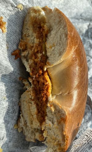 Breakfast Bagel Sandwich, vegan option at Ironclad Coffee Roasters in Richmond