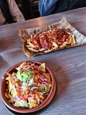 Nachos and Loaded fries at m'Eating Point in Llangollen