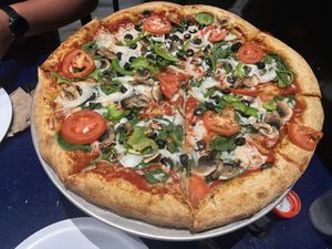 Veg Out pizza with vegan cheese  at Mellow Mushroom in Myrtle Beach