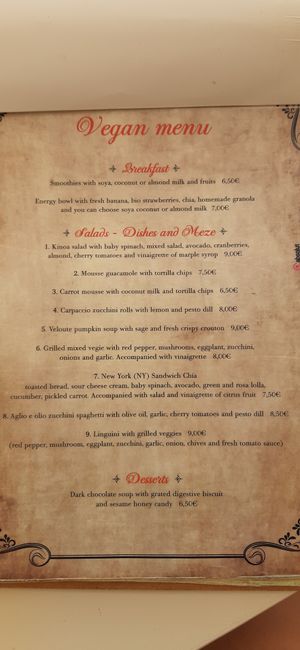 Menu at Gemma Naxian Bar in Naxos