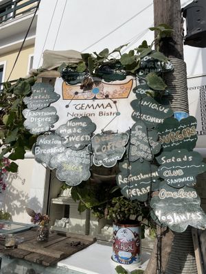 Outdoor seating at Gemma Naxian Bar in Naxos