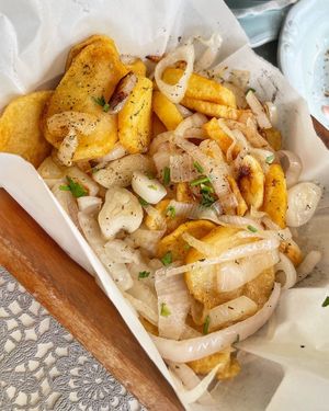 Naxian potatoes  at Gemma Naxian Bar in Naxos