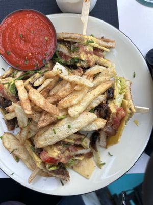 Club sandwich with fries  at Gemma Naxian Bar in Naxos