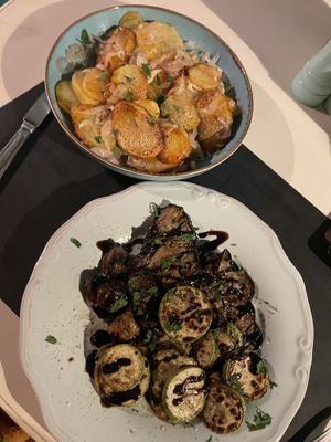 Grilled vegetables and Naxos specialty potatoes   at Gemma Naxian Bar in Naxos