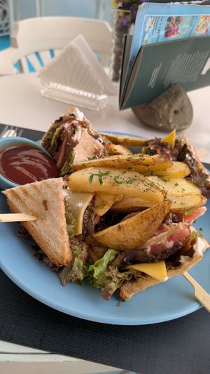 Vegan club sandwich at Gemma Naxian Bar in Naxos