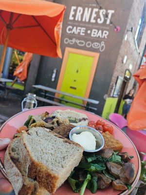 Plant lovers breakfast + hash brown at Ernest in Newcastle Upon Tyne
