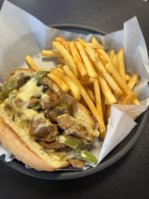 Vegan Philly Cheesesteak (awesome seitan)  at Asheville Sandwich Company in Arden