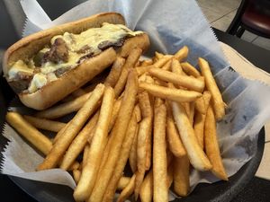 Vegan Loaded Philly with fries   at Asheville Sandwich Company in Arden