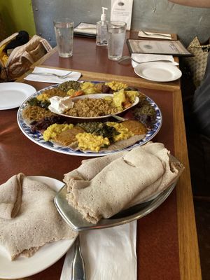 Vegetarian Combo for three with Foule in the center   at Almaz Cafe in Philadelphia