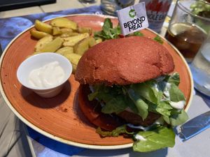 The beyond meat burger was really good at Mother Earth in Mykonos