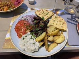 The ‘Famous Gyros’ was great! The waitress was happy to bring some extra vegan tzatziki when I asked.  at Mother Earth in Mykonos