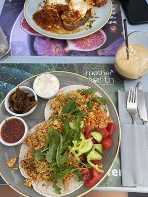 Tofu breakfast wraps  at Mother Earth in Mykonos