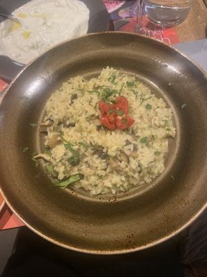 Mushroom risotto   at Mother Earth in Mykonos