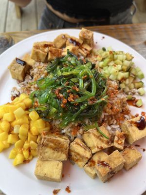 Poke bowl, sub tofu  at Bitters & Bones in Saranac Lake