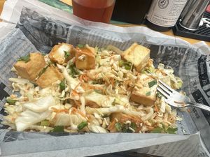 Thai salad with tofu—so good!  at Bitters & Bones in Saranac Lake
